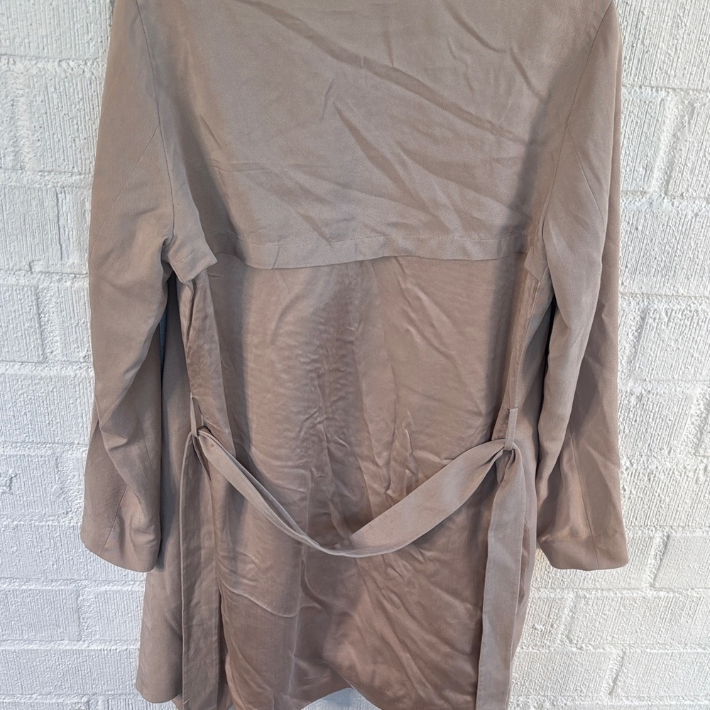 All Saints Hace Lyocell Silk Gray Chic Waterfall Jacket sz 8 - Picture 8 of 11